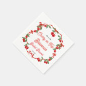 Kers op lint coquette bruiloftsborrel servet (Hoek)