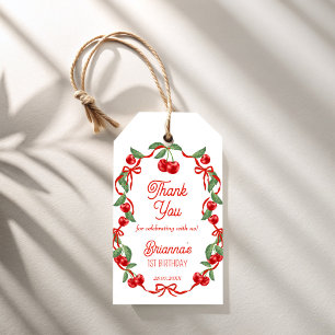 Kers op lint grillige verjaardagsfeestje cadeaulabel