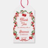 Kers op lint grillige verjaardagsfeestje cadeaulabel (Voorkant)