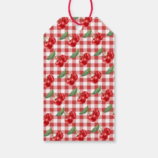 Kers op lint grillige verjaardagsfeestje cadeaulabel (Achterkant)