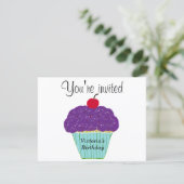 Kers op Paarse Roze Vanille Cupcake Kaart (Staand voorkant)
