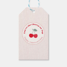 Kers op Retro Pinstripe Valentijnsdag Rood Crème
