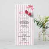Kers Op Retro Rode Roze Strik Baby Shower Menu (Staand voorkant)