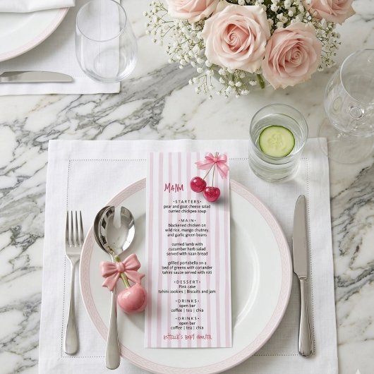Kers Op Retro Rode Roze Strik Baby Shower Menu