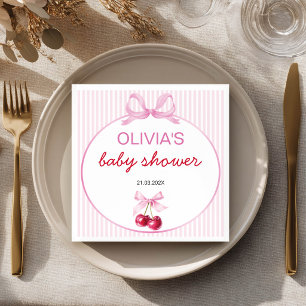 Kers op Roze Coquette Meisje Baby Shower Servet