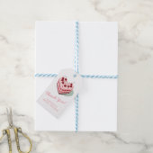 Kers op Roze Hart Taart Bruidsaangebodsfeestje Cadeaulabel (Met Touw)