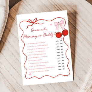 Kers op Roze Strik Baby Shower Raad Wie Spel