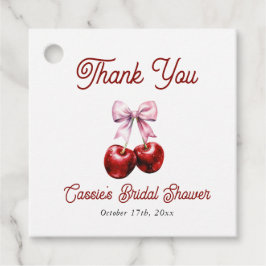 Kers Op Roze Strik Bruidsdiner Bedankt Bedankjes Labels