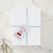 Kers Op Roze Strik Bruidsdiner Bedanktkaartje Cadeaulabel (Met Touw)
