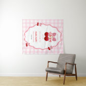 Kers Op Roze Strik Bruidsdouche Achtergrond Wandkleed (In Situ (horizontaal))