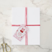 Kers Op Roze Strik Bruidsfeest Bedankt Cadeaulabel (Met Touw)