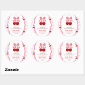 Kers Op Roze Strik Bruiloft Dank Je Ronde Sticker (Vel)