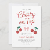 Kers op Roze Strik Coquette Baby Shower Kaart (Voorkant)