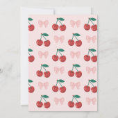 Kers op Roze Strik Coquette Baby Shower Kaart (Achterkant)