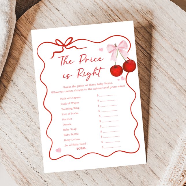Kers op Roze Strik Regenboog Prijs Is Juist Spel (Coquette Cherry on Top Baby Shower Game)