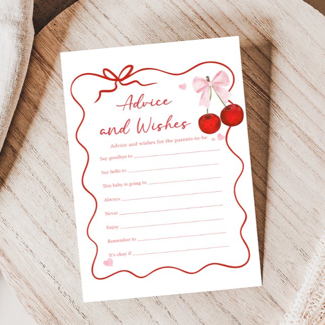 Kers op Roze Strik Regenwens & Wensen Spel (Coquette Cherry on Top Baby Shower Game)
