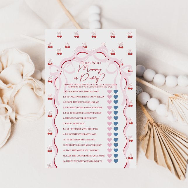 Kers op Roze Strik Rode Baby Shower Spel (Creator heeft geüpload)