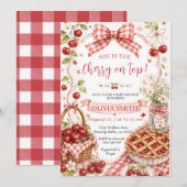 Kers op Taart Baby Shower Uitnodiging (Voorkant / Achterkant)
