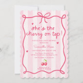 Kers Op Top Coquette Baby Shower Uitnodiging (Voorkant)