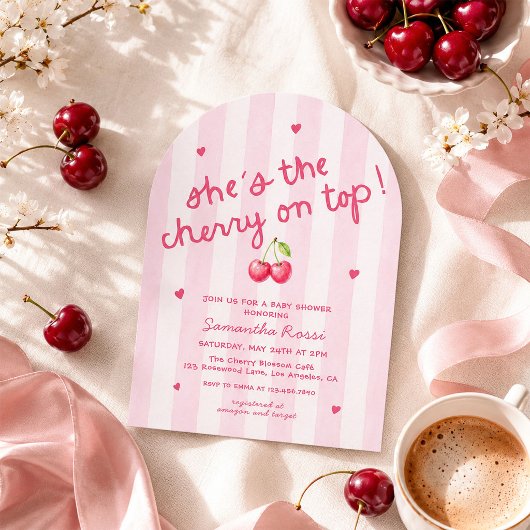Kers Op Top Gebogen Coquette Baby Shower Kaart