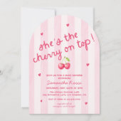 Kers Op Top Gebogen Coquette Baby Shower Kaart (Voorkant)