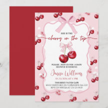Kers Op Top Meisje Baby Shower Uitnodiging
