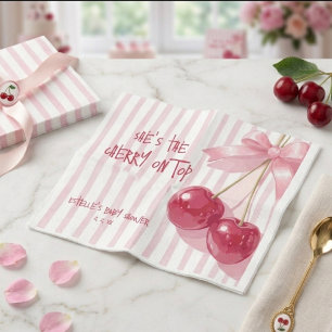 Kers Op Top Rode Zomer Retro Strik Baby Shower Servet