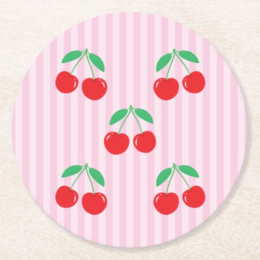Kers Papier Rond Onderzetters (Voorkant)