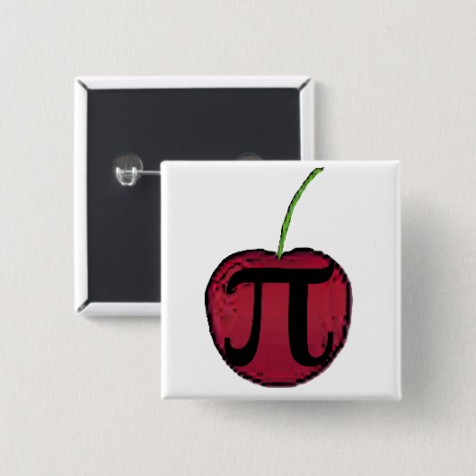 Kers Pi-knop Vierkante Button 5,1 Cm (Voorkant /achterkant)