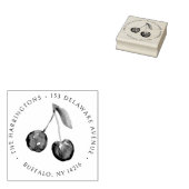 Kers Retouradres Ronde Handgeïllustreerd Rubberstempel (Gestempeld)