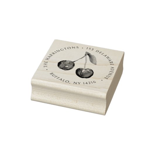 Kers Retouradres Ronde Handgeïllustreerd Rubberstempel (Stempel)