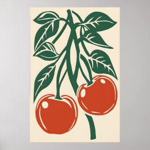 Kers Retro Art Print - Keukenmuur - Instant
