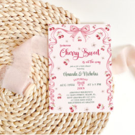 Kers Roze Bloem Meisje Baby Shower Kaart