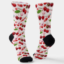 Kers Roze Pillen Apotheek Socks Sokken