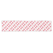 Kers Roze Strepen Koket Meisjesachtig Preppy Korte Tafelloper (Horizontaal)