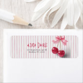 Kers Roze Strik Rode Zomer Retro Douche Etiket (Insitu)