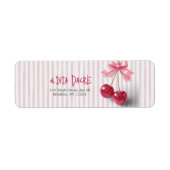 Kers Roze Strik Rode Zomer Retro Douche Etiket (Voorkant)