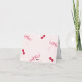 Kers Roze Strik Waterverf Bedankkaart (Achterkant)