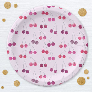 Kers Roze Waterverf Papieren Bordje