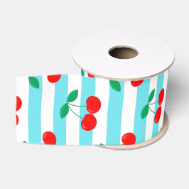 Kers Streep Patroon – Retro Fruit Cadeau & Decorat Grosgrain Lint
