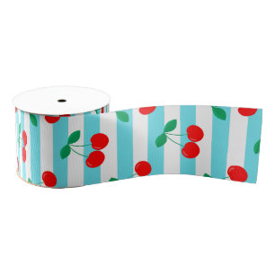 Kers Streep Patroon – Retro Fruit Cadeau & Decorat Grosgrain Lint