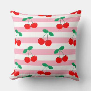 Kers Streep Patroon – Retro Fruit Cadeau & Decorat Kussen