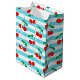 Kers Streep Patroon – Retro Fruit Cadeau & Decorat Medium Cadeauzakje