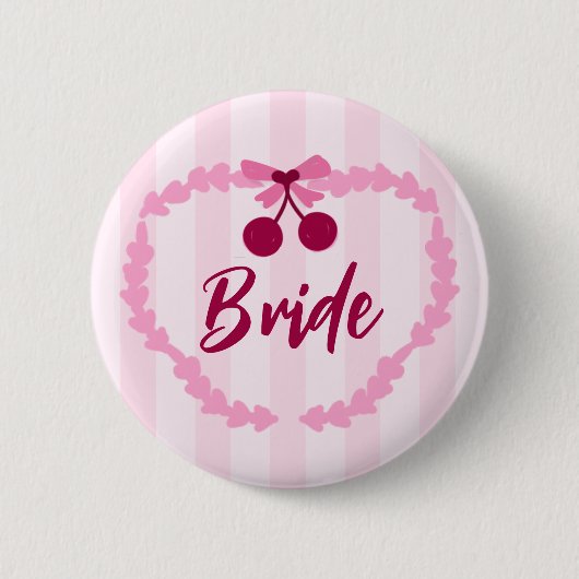 Kers Thema Bruidsfeest Bruid Ronde Button 5,7 Cm (Voorkant)