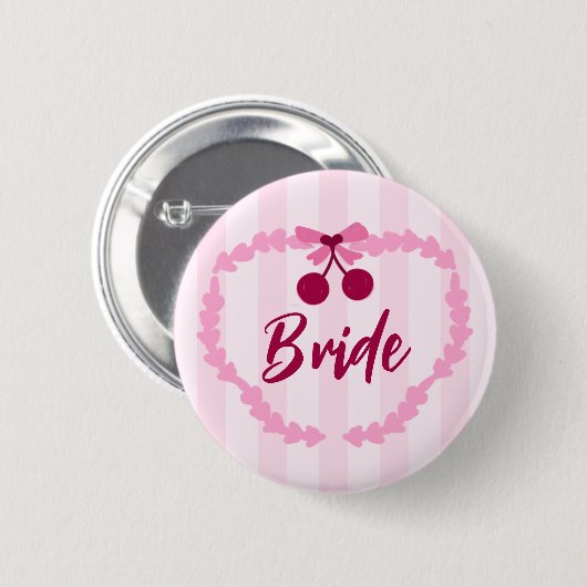 Kers Thema Bruidsfeest Bruid Ronde Button 5,7 Cm (Voorkant /achterkant)