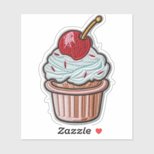 Kers-top Cupcake op maat gesneden vinyl sticker