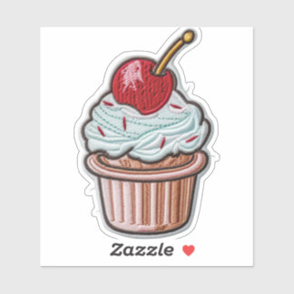 Kers-top Cupcake op maat gesneden vinyl sticker