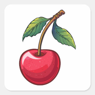 Kers Vierkante Sticker