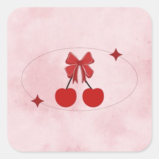 Kers Vierkante Sticker (Voorkant)