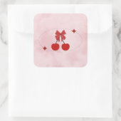 Kers Vierkante Sticker (Tas)